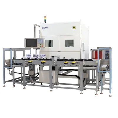 Linha automatizada de inspeção END por raios X AXDL-1000 com braço robótico