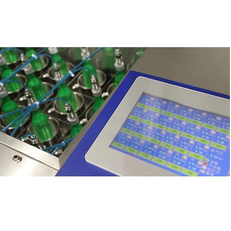 Interface de controle do SCT-200 com botão START no testador de stress cracking CanNeed SCT-200 de 26 estações para garrafas PET