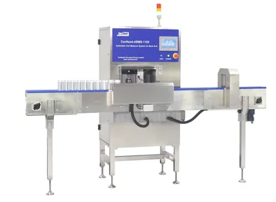 Medidor automático de latas ABMS-1100 com carregamento por braço robótico