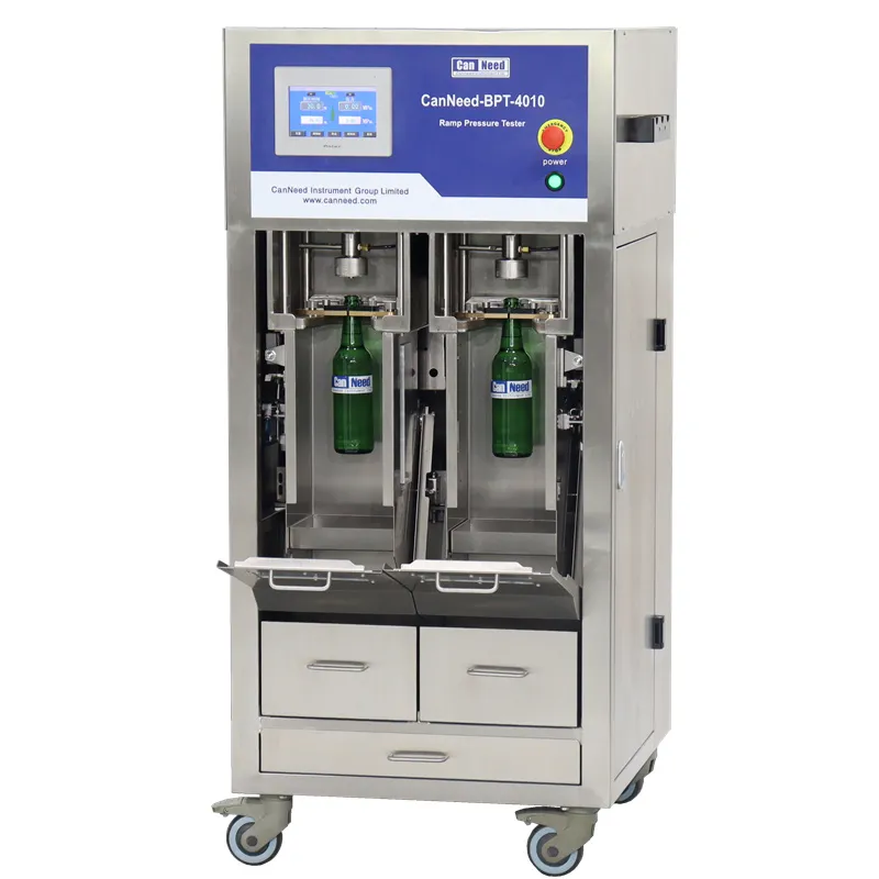 Testador de pressão para garrafas de vidro CanNeed BPT-4010 com duas estações