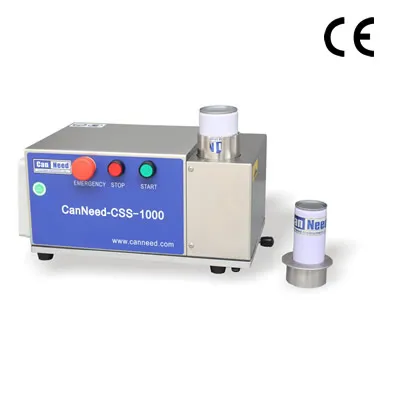 Serra de recravação antirruído CanNeed-CSS-1000 usada no corte de latas de 65 mm em ensaios de laboratório