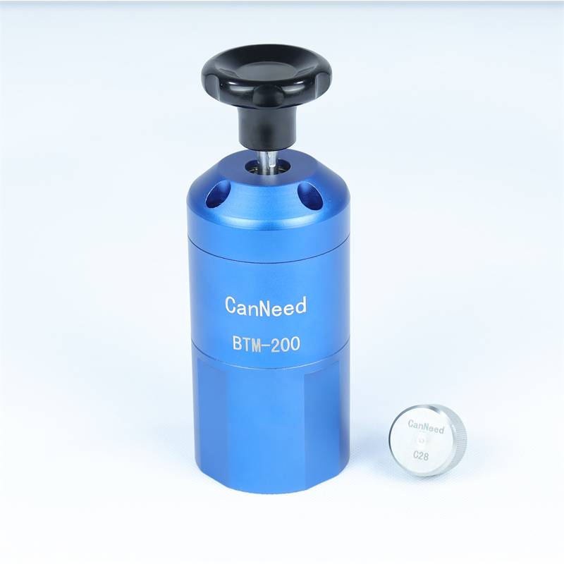 Sistema de verificação de torque BTM-200 para tampas de garrafas PET em bancada de laboratório